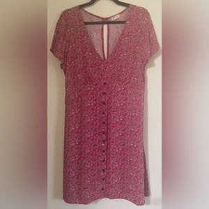 Mason & Belle Red Floral Shirt Sleeve Dress